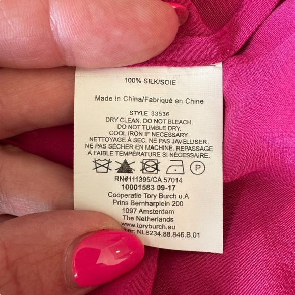 Tory Burch - Jane Ruffle Silk Fuchsia Long Sleeve Dress Sz 4 - Picture 11 of 11